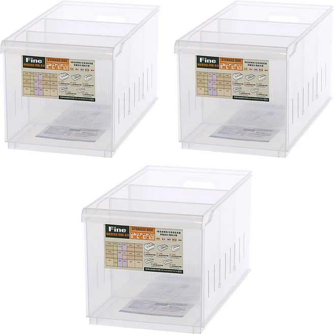 KEYWAY 聯府 LF-1001 Fine 隔板整理盒 452 x 243 x 240mm 3個, 1組, 透明