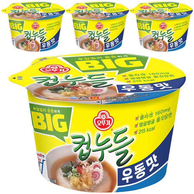 오뚜기 빅컵누들 우동맛 61.5g, 4개