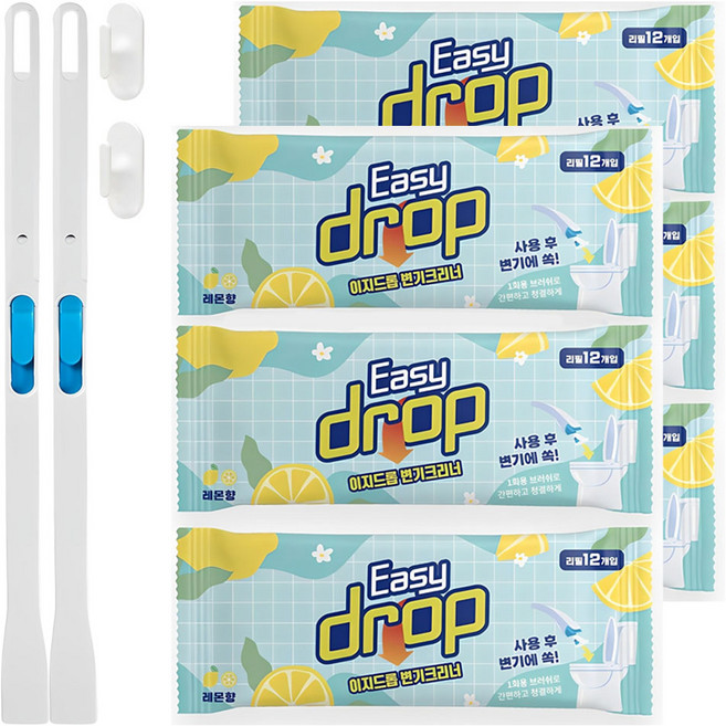 이지드롭 변기크리너 레몬향 + 리필 케이스 36개입, 2개