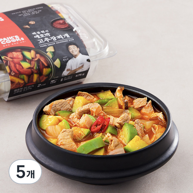 TBK 백종원의 애호박 고추장 찌개 밀키트, 575g, 5개