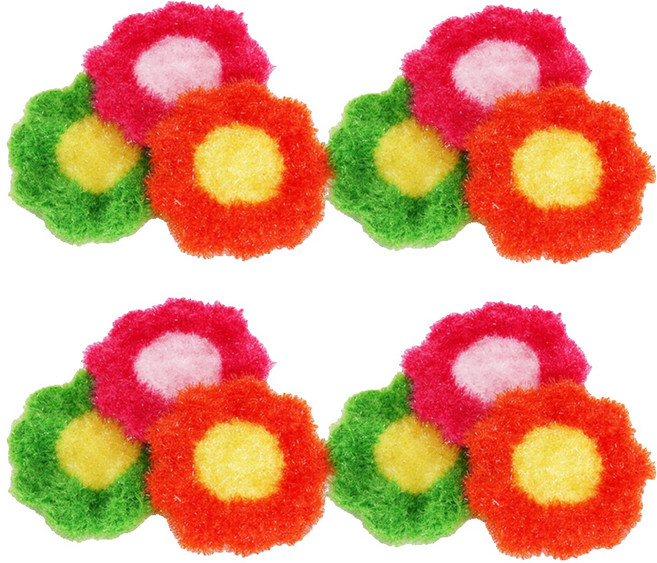 4BNK 부드러운 플라워 아크릴 수세미 6p, 2세트