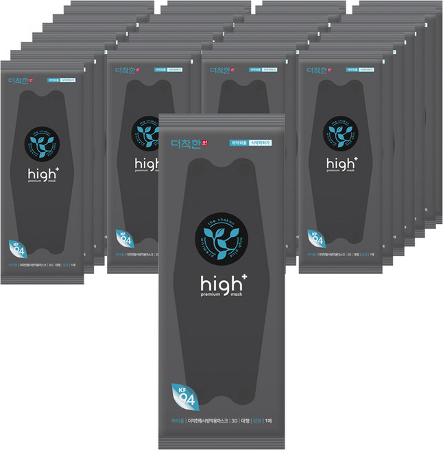 더착한인 하이플 보건용 마스크 대형 KF94, 1매입, 50개, 검정