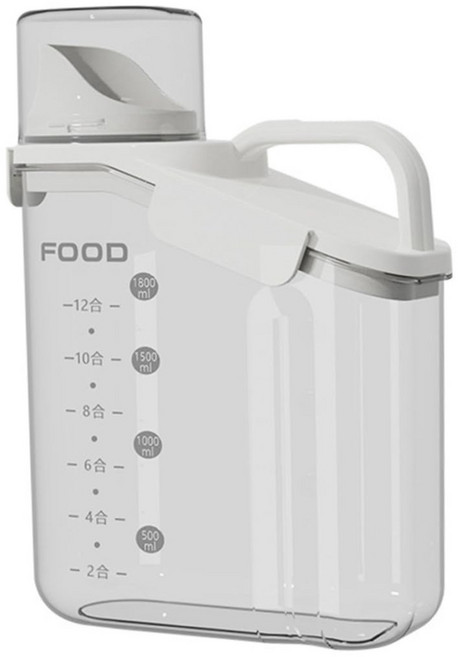 透明手提密封罐 2000mL PS+PP+矽膠材質, 象牙白, 1個