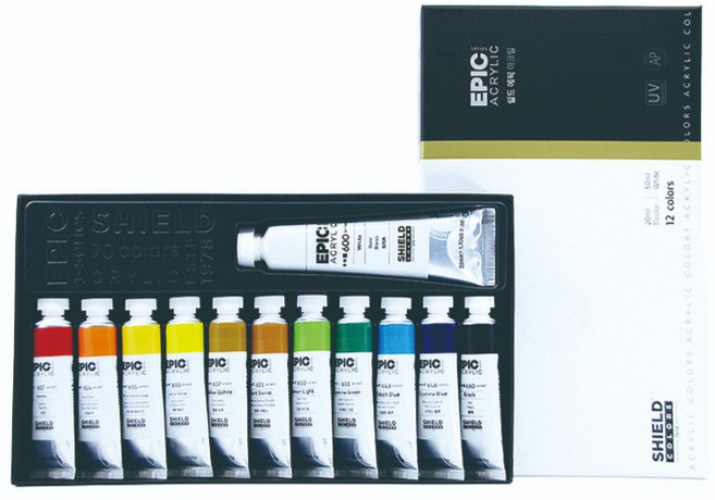 쉴드 에픽 아크릴물감, 20ml, 12색