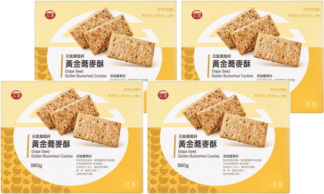 台酒 元氣葡萄籽黃金蕎麥酥禮盒, 960g, 4盒