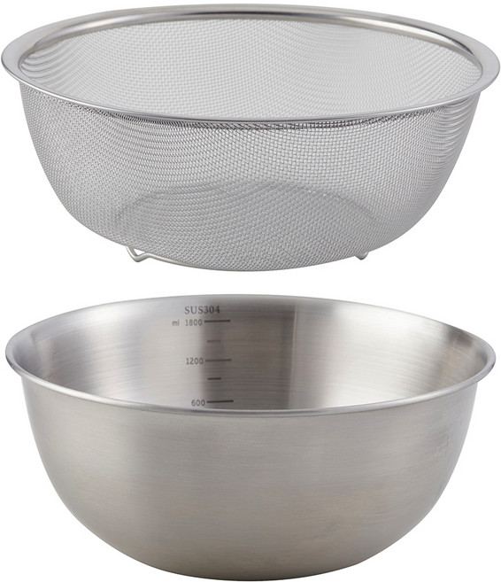 코멧 홈 스테인리스 304 믹싱볼 + 채반 세트, 1세트