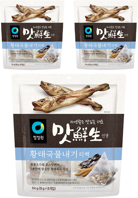 맛선생 황태 만능 육수 티백, 64g, 3개