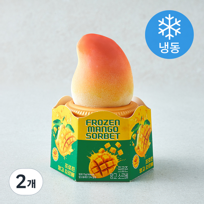 피치코리아 프로즌 망고 소르베 아이스크림 (냉동), 75g, 2개, 1개입