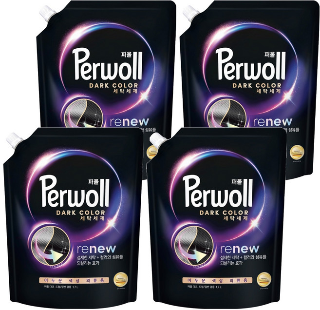 퍼울 다크 세탁세제 리필 드럼일반겸용, 1.7L, 4개