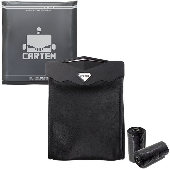 카템 감탄 차량용 휴지통 + 리필봉투롤 2p 세트, 혼합색상, 1세트