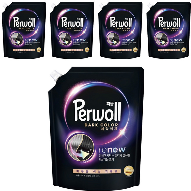 퍼울 다크 세탁세제 겸용 리필, 1.7L, 1개입, 5개