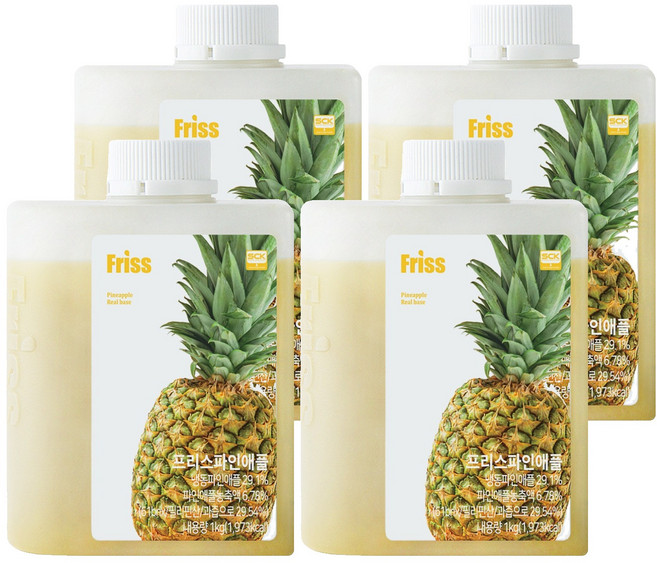 프리스 파인애플 농축액, 4개, 1kg