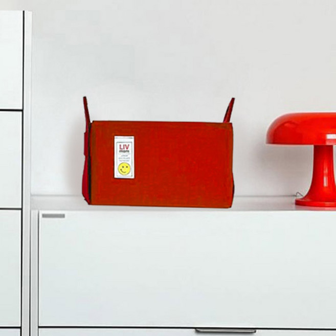 리브맘 접이식 펠트 비비드 수납바구니, 레드, 1개