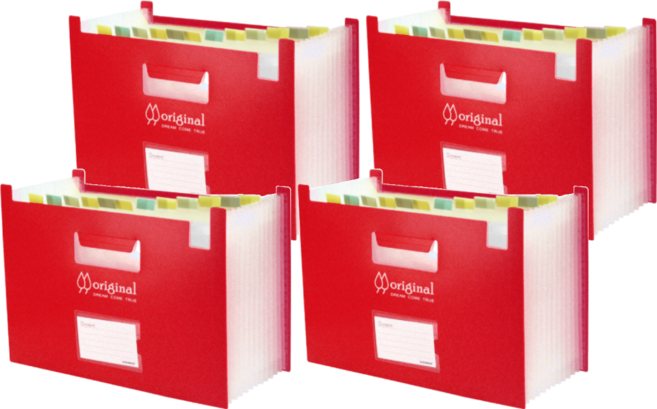 Databank 三田文具 12層站立式風琴夾 OT-A412, 紅色, 4個