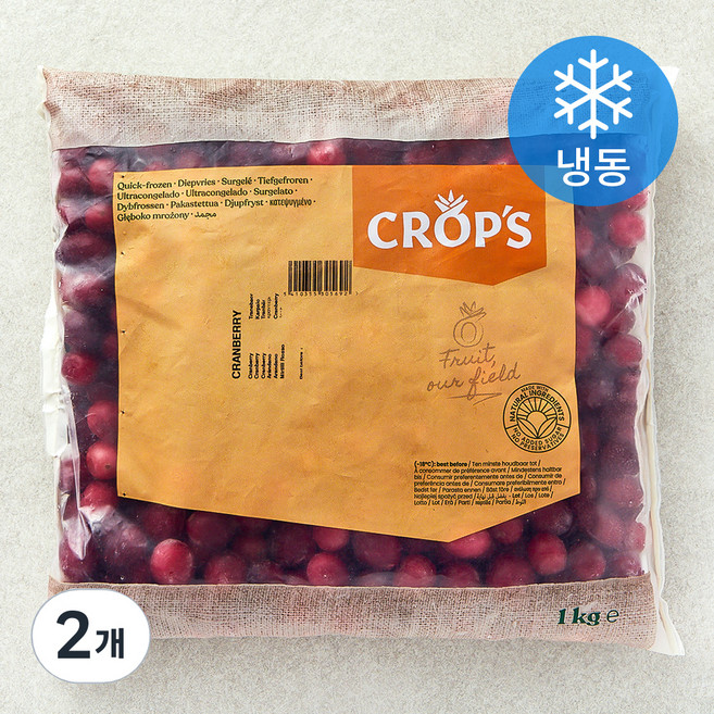 크롭스 캐나다산 크랜베리 (냉동), 1kg, 2개