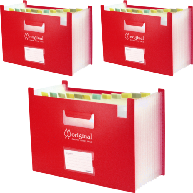 Databank 三田文具 12層站立式風琴夾 OT-A412, 紅色, 3個