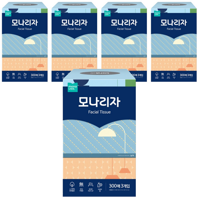 모나리자 미용티슈 2겹, 300개입, 15개