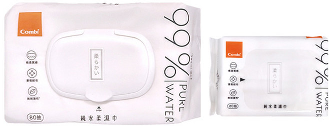 Combi 康貝 純水柔濕巾 12大包 + 10小包, 1包, 1組