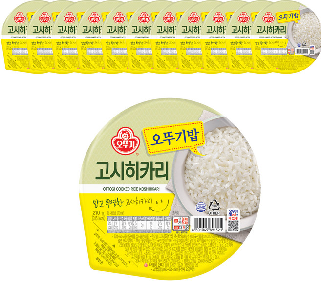 오뚜기 맛있는 밥 고시히카리, 210g, 12개