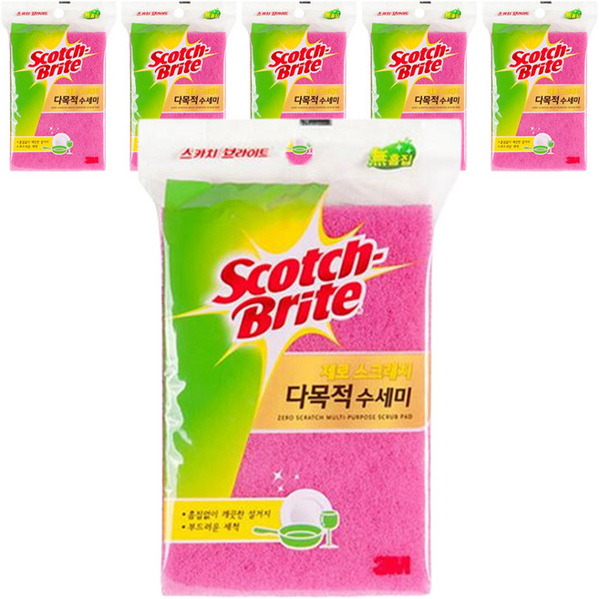 스카치브라이트 제로스크래치 다목적 수세미, 1개입, 6개