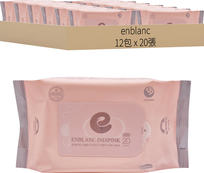 enblanc 輕柔木槿花 純水濕紙巾隨身包, 20張, 12包