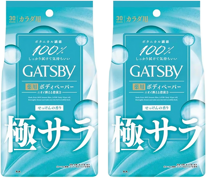 GATSBy 酷涼清爽身體消臭濕紙巾 30片組 清新皂香, 1入, 2包