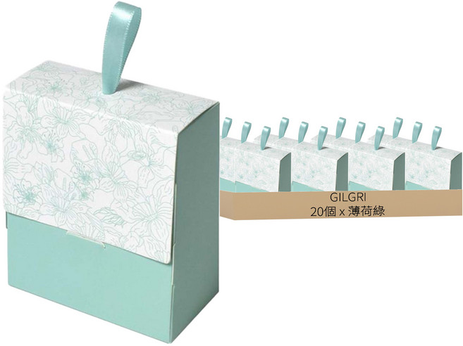 GILGRI DIY 迷你禮物包裝盒, 花 薄荷綠, 20個
