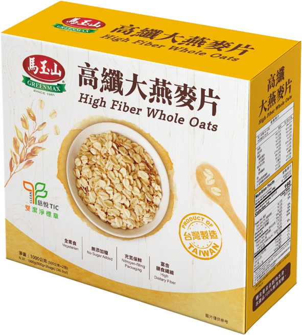馬玉山 高纖大燕麥片, 1000g, 1盒