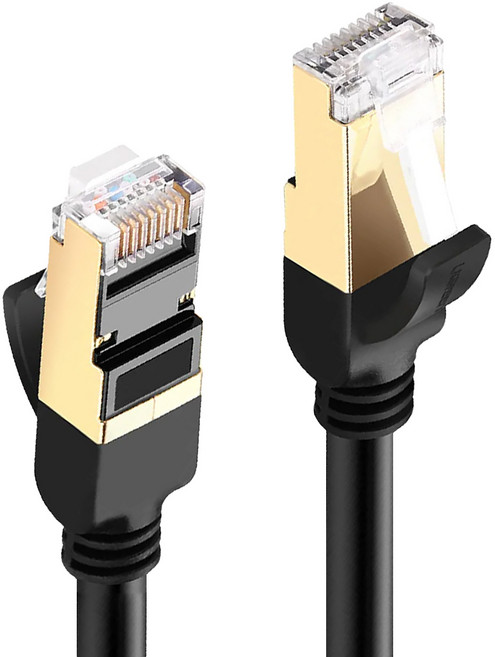 UGREEN 綠聯 CAT7 網路線 FLAT版, 8m, 黑色 + 金色, 1條