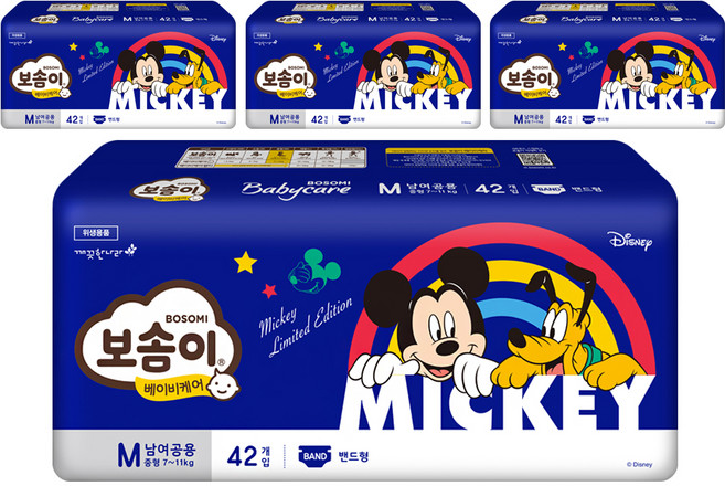 보솜이 베이비케어 밴드형 기저귀 남녀공용, 중형(M), 168매