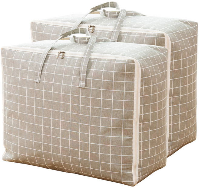 하늬통상 패브릭 이불정리함, 그레이체크, 2개