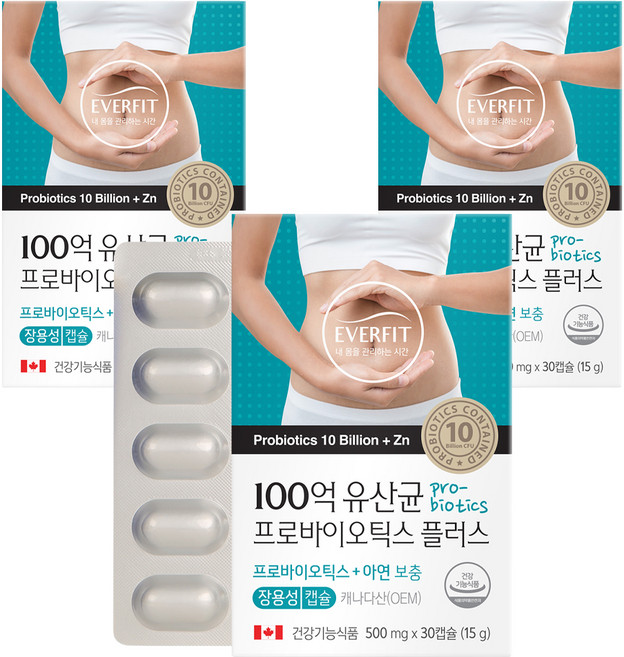 내츄럴플러스 100억 유산균 프로바이오틱스 플러스 15g, 30정, 3개