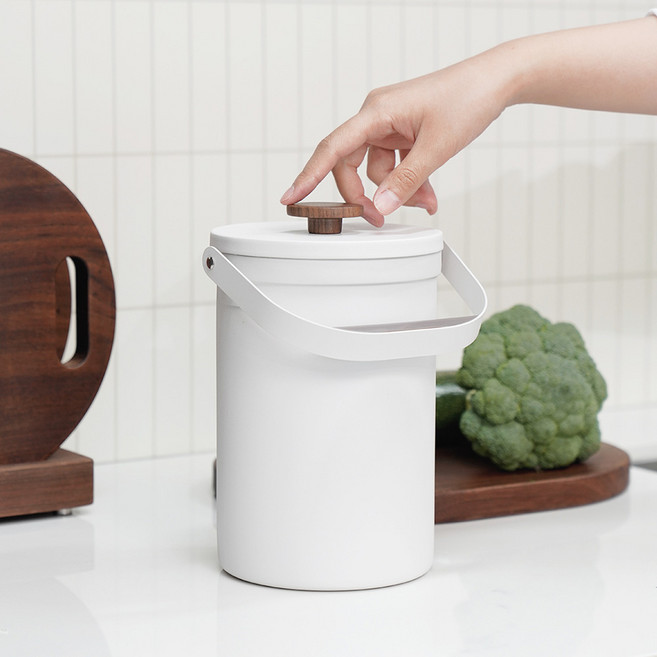 르메이드 스테인레스 음식물 쓰레기통, 화이트, 1개