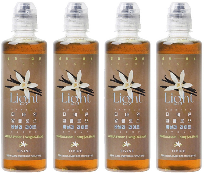 티바인 알룰로스 바닐라 라이트 시럽, 520g, 4개