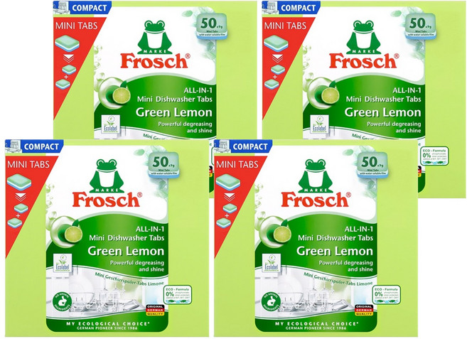 프로쉬 식기 세척기 세제 그린레몬 50p, 450g, 4개