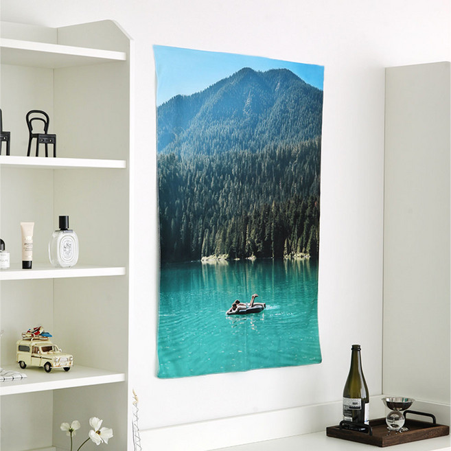 리코즈 홈 인테리어 감성 풍경 벽꾸미기 공간 무드 패브릭 포스터 레이크, 혼합색상