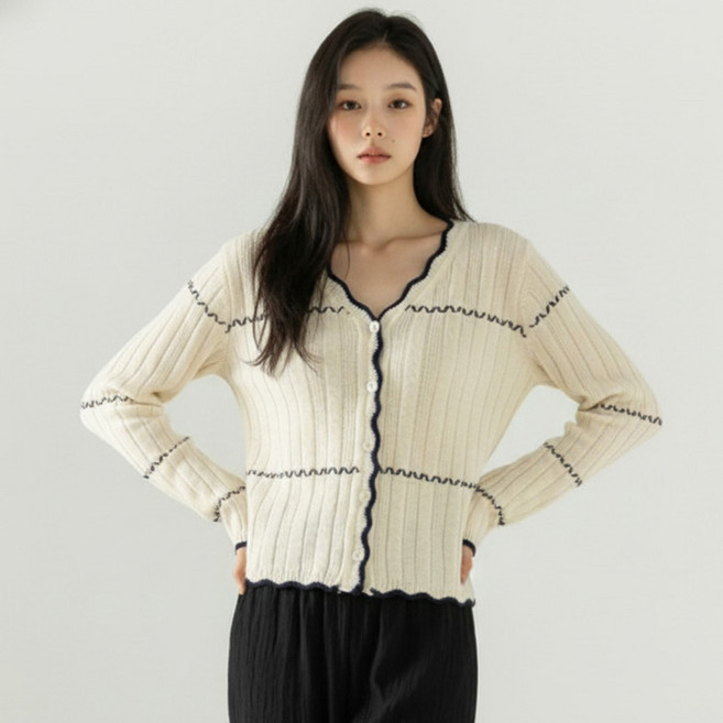 Paperments 女款 Lolly 麻花波浪紋針織開襟衫 14228