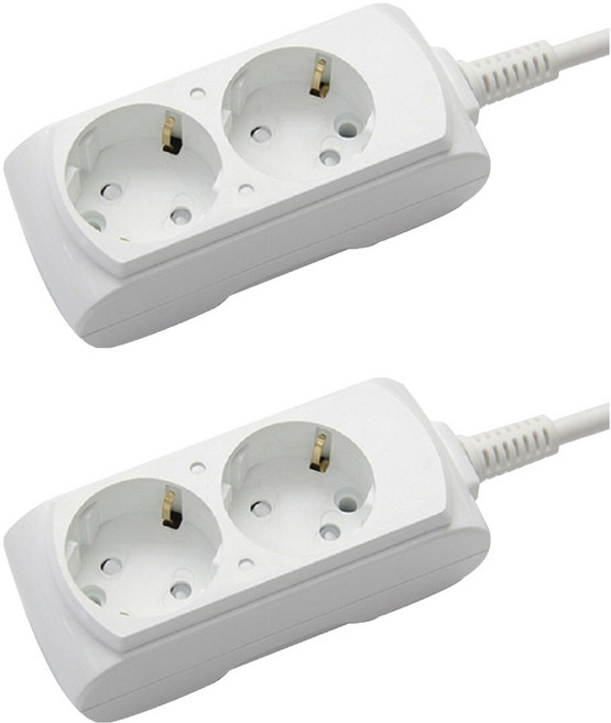 거성산업 접지형 2구 멀티탭 16A + 안전커버 2p, 단일색상(멀티탭), 랜덤발송(안전커버), 2세트, 10m