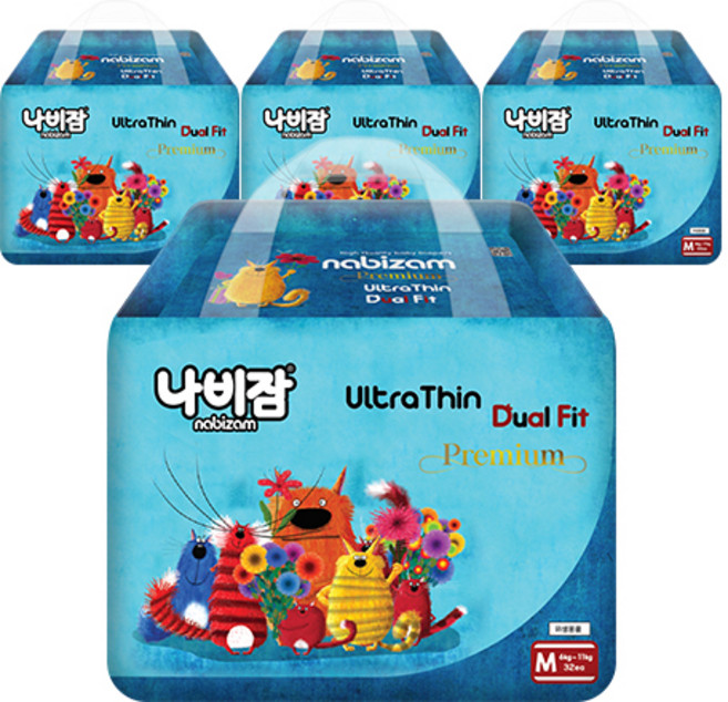 나비잠 울트라씬 듀얼핏 팬티형 기저귀, 3단계, 128매