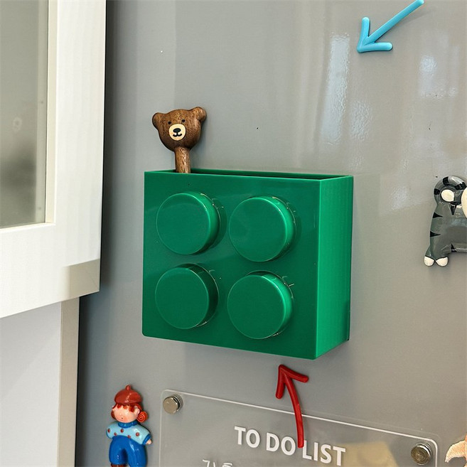 자석 냉장고 블록 디자인 수납 정리함, 초록, 1개