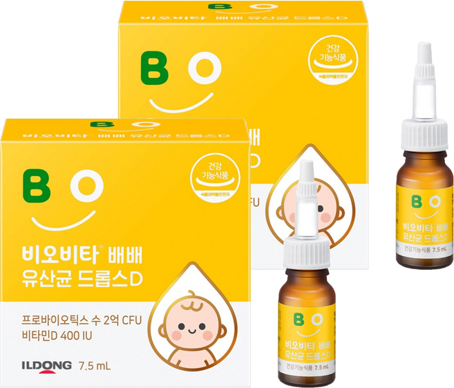비오비타 유아 배배 유산균 드롭스D, 7.5ml, 2개