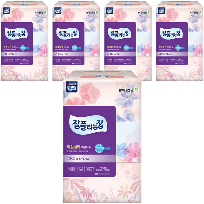 잘풀리는집 천연펄프 미용티슈 2겹, 280매입, 30개