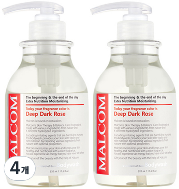 말콤 바디워시 딥 다크로즈, 520ml, 4개