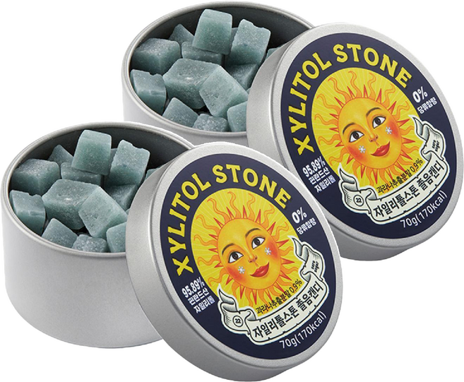 XYLITOL STONE Candy 韓國木糖醇小方糖 22 激涼醒腦, 2個, 70g