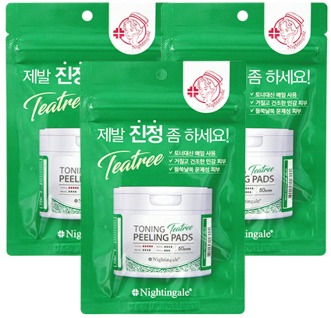 나이팅게일 토닝 필링 패드 티트리, 18ml, 3개