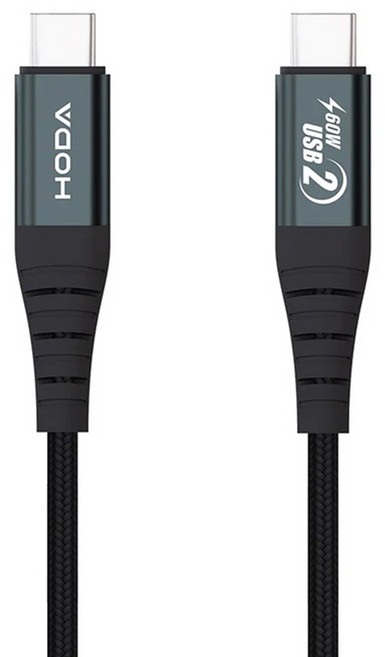HODA W3 USB-C to USB-C 充電線, 1.2m, 黑色, 1條