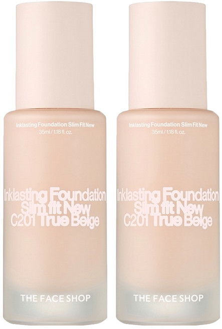 THE FACE SHOP 菲詩小舖 Slim Fit New貼妝持久粉底液 35ml, C201, 2瓶