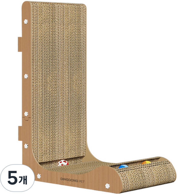 딩동펫 고양이 캣츠방울 수직 L자형 스크래쳐 트리플, 혼합색상, 5개