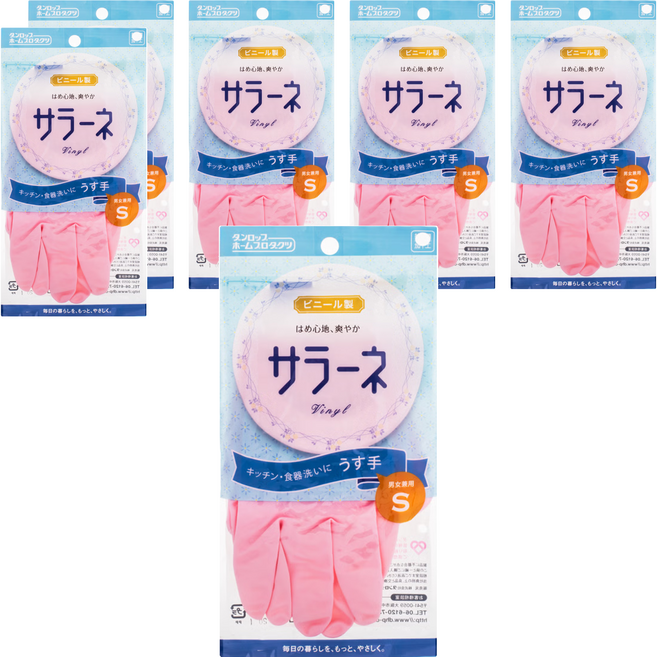 Dunlop Home Products 薄手清潔手套, 粉色, S, 6包
