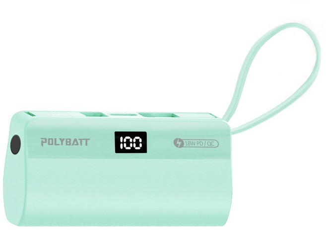 POLYBATT 直插式行動電源, PB5000, 薄荷綠
